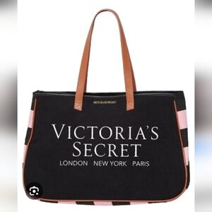 Victoria's Secret Black/pink Monogram Tote Bag